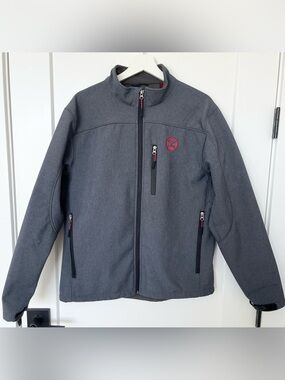 Hooey Softshell Full Zip Fleece Lined Jacket Gray Red Men’s Size M